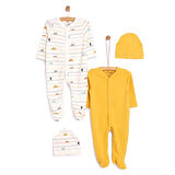 HelloBaby Yenidoğan 2'li Patikli Tulum Şapka Set Unisex