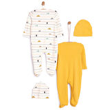 HelloBaby Yenidoğan 2'li Patikli Tulum Şapka Set Unisex