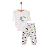 HelloBaby Dinazor Baskılı Yenidoğan Zıbın Body-Patikli Alt Unisex