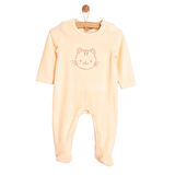 HelloBaby Yenidoğan Nakışlı Kadife Patikli Tulum Kız Bebek