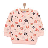 HelloBaby Basic Kedi Desenli Sweatshirt Kız Bebek