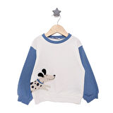 HelloBaby Erkek Bebek Sweatshirt Little Dog Bisiklet Yaka Uzun Kol Ekru