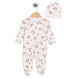 HelloBaby Gökkuşağı Baskılı Yenidoğan Tulum-Şapka Kız Bebek