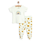 HelloBaby Çiçek Baskılı Yenidoğan  Kız Tshirt-Patikli Alt Kız Bebek