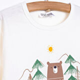 HelloBaby Erkek Bebek Sweatshirt Forest Camp Bisiklet Yaka Uzun Kol Ekru