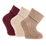 HelloBaby Unisex Kaşkorse Düz Renk 3lü Kıvrık Çorap Unisex