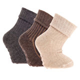 HelloBaby Erkek Kaşkorse Düz Renk 3lü Kıvrık Çorap Erkek Bebek