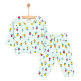 HelloBaby Kaşkorse Çiçek Desenli Uzun Kol Pijama Takımı