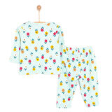 HelloBaby Kaşkorse Çiçek Desenli Uzun Kol Pijama Takımı