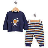 HelloBaby Bisiklet Yaka Astronot Hayvan Desenli Pijama Takımı Erkek Bebek