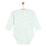 HelloBaby Kız Bebek Body Çiçek Desenli Uzun Kol Yeşil
