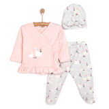 HelloBaby Kız Zıbın-Şapka-Patikli Alt Kız Bebek