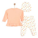 HelloBaby Kız Zıbın-Şapka-Patikli Alt Kız Bebek
