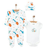 HelloBaby Erkek Tulum-Body-Şapka Erkek Bebek