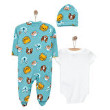 HelloBaby Erkek Tulum-Body-Şapka Erkek Bebek