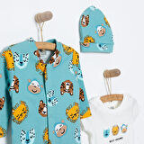 HelloBaby Erkek Tulum-Body-Şapka Erkek Bebek