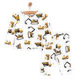 HelloBaby İş Makinaları Desenli Bisiklet Yaka  Kaşkorse Pijama Takımı
