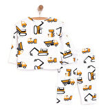 HelloBaby İş Makinaları Desenli Bisiklet Yaka  Kaşkorse Pijama Takımı