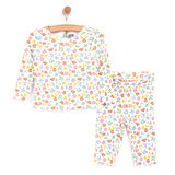 HelloBaby Kız Çiçek Desenli Uzun Kol Pijama Takımı