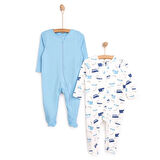 HelloBaby Yenidoğan 2li Erkek Patikli Tulum Erkek Bebek