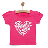 HelloBaby Basic Kız Kalp Papatya Baskılı T-Shirt Kız Bebek