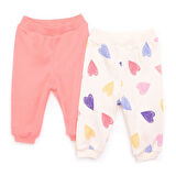HelloBaby Kız Bebek Basic 2li Patiksiz Alt İnterlok Kalp Desenli Mor