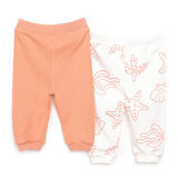 HelloBaby Kız Bebek Basic 2li Patiksiz Alt İnterlok Deniz Yıldızı Desenli Somon