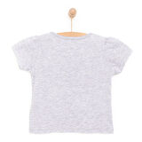 HelloBaby Kız Bebek Basic Tişört Bisiklet Yaka Kısa Kol Gri Melanj