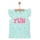 HelloBaby Basic Kız Çiçek ve Gülen Yüz Desenli Atlet T-shirt Kız Bebek