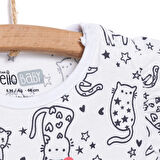 HelloBaby Basic Kız Meow Desenli T-Shirt Kız Bebek