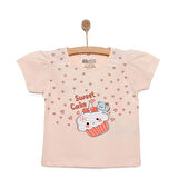 HelloBaby Basic Kız Tatlı Kek Baskılı T-Shirt Kız Bebek
