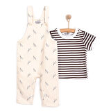 HelloBaby Yenidoğan Zürafa Desen Salopet Tshirt Takım Unisex
