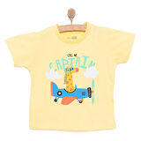 HelloBaby Basic Erkek Pilot Zürafa Baskılı T-Shirt Erkek Bebek
