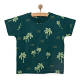 HelloBaby Basic Erkek Yaprak Baskılı T-Shirt Erkek Bebek