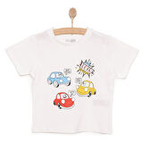 HelloBaby Basic Erkek Kazalı Araba Baskılı T-Shirt Erkek Bebek