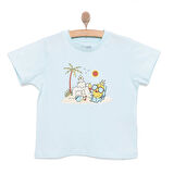 HelloBaby Basic Erkek Ananas ve Kumsal Baskılı T-Shirt Erkek Bebek