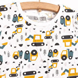HelloBaby Erkek Kısa Kol Kamyon Desenli Bisiklet Yaka Pijama Takımı
