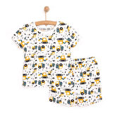 HelloBaby Erkek Çocuk  Kısa Kol Kamyon Desenli Bisiklet Yaka Pijama Takımı