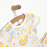 HelloBaby Kısa Kol Gökkuşağı Desenli Bisiklet Yaka Pijama Takımı