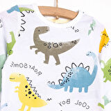 HelloBaby Uzun Kol Sevimli Dinazor Desenli Bisiklet Yaka Pijama Takımı