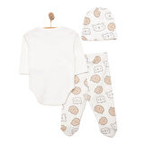 HelloBaby Zebra Baskılı Yenidoğan Erkek Body-Patikli Alt-Şapka Erkek Bebek