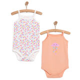 HelloBaby Kalp ve Bulut Desenli 2'li Çıtçıtlı İp Askılı Body Pembe