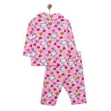 HelloBaby Kız Kedi Desenli Gömlek Yaka Pijama Takımı