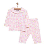 HelloBaby Kız Çiçek Desenli Gömlek Yaka Pijama Takımı
