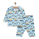 HelloBaby Uzun Kol Gömlek Yaka Safari Desenli Pijama Takımı