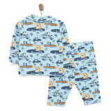 HelloBaby Uzun Kol Gömlek Yaka Safari Desenli Pijama Takımı