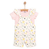 HelloBaby Basic Kız Kalp Desenli Şort Salopet-Tshirt Kız Bebek