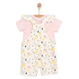 HelloBaby Basic Kız Kalp Desenli Şort Salopet-Tshirt Kız Bebek