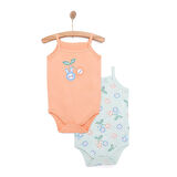 HelloBaby Kız Bebek 2li Body Bisiklet Yaka İp Askılı Karışık Renkli 3 Ay
