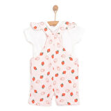 HelloBaby Basic Kız Çilek Desenli Şort Salopet-Tshirt Kız Bebek